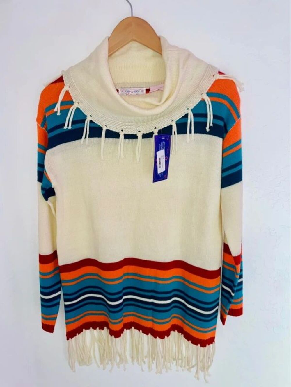 Panhandle Rock & Roll Cowgirl Womens Fringe Sweater Cowl Neck NWT S